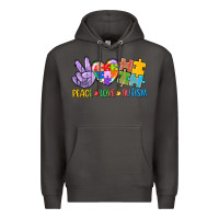 Smoke Peace love Autism Premium Hoodie - CowGirlArtShop