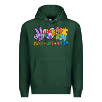 Sports Green Peace love Autism Premium Hoodie - CowGirlArtShop