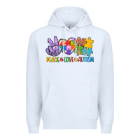 White Peace love Autism Premium Hoodie - CowGirlArtShop