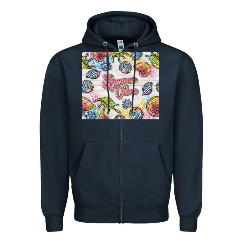 Summer Vibes With Sea Shells Zipper Hoodie by TumblerDesignByShophia | Teevron