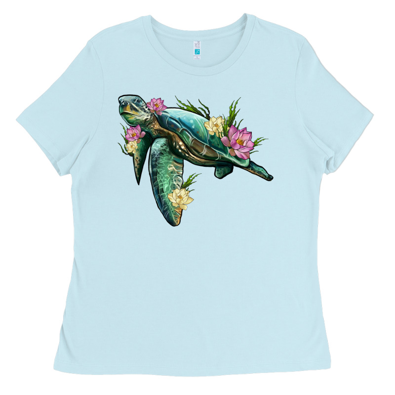 Sea Turtle With Lotus Ladies Tee by Artiststas | Teevron