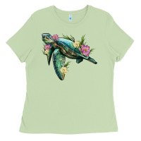 Matcha sea turtle with lotus Ladies Tee - Artiststas