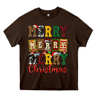 Chocolate Brown merry merry merry christmas ado Heavy Core Tee - AdoDesignShop