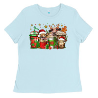Baby Blue christmas cows coffee Ladies Tee - Jasminsmagicworld