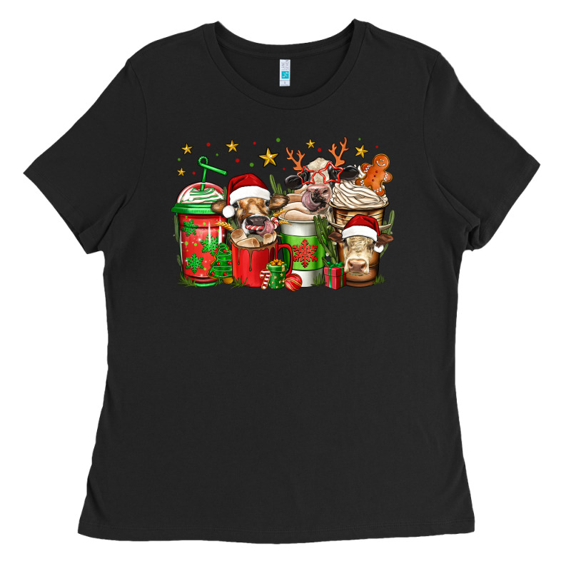 Christmas Cows Coffee Ladies Tee by Jasminsmagicworld | Teevron