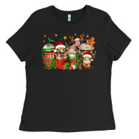 Black christmas cows coffee Ladies Tee - Jasminsmagicworld