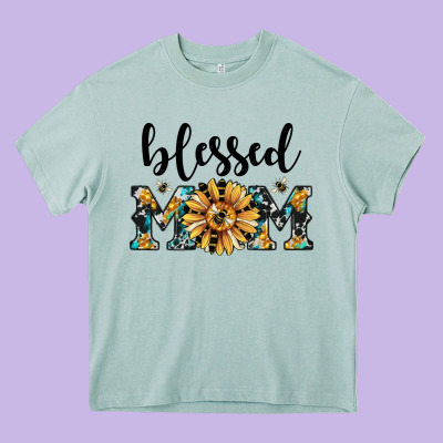Blessed Mom Heavy Core Tee Designed By Jahusdesignshop