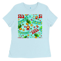 Baby Blue class of 2022 graduation seamless pattern Ladies Tee - BundleAndBundleShop