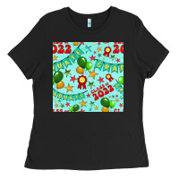 Black class of 2022 graduation seamless pattern Ladies Tee - BundleAndBundleShop