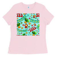 Bubblegum Pink class of 2022 graduation seamless pattern Ladies Tee - BundleAndBundleShop