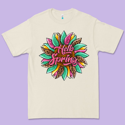 Hello Spring Sunflower Premium Tee Designed By Artiststas
