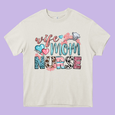 Wife Mom Nurse Heavy Core Tee Designed By Bundleandbundleshop