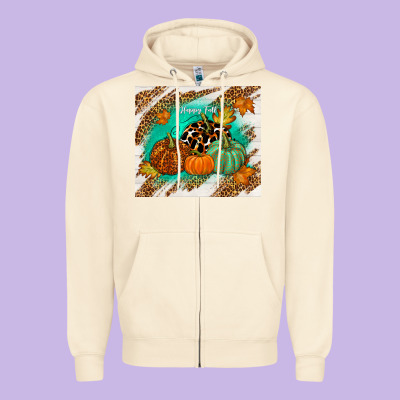 Happy Fall Zipper Hoodie Designed By Tumblerdesignbyshophia