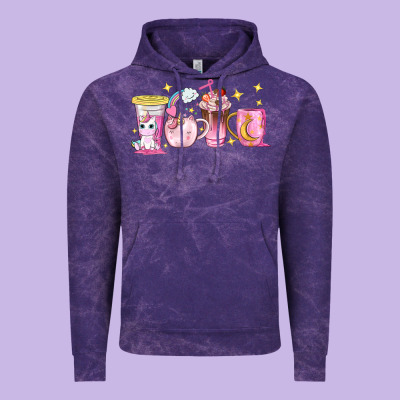 Unicorn Coffee Cups Vintage Hoodie Designed By Nancycooperartshop