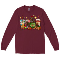 Burgundy Christmas coffee cups with Labrador Long Sleeve Tee - RanaPortraitStore