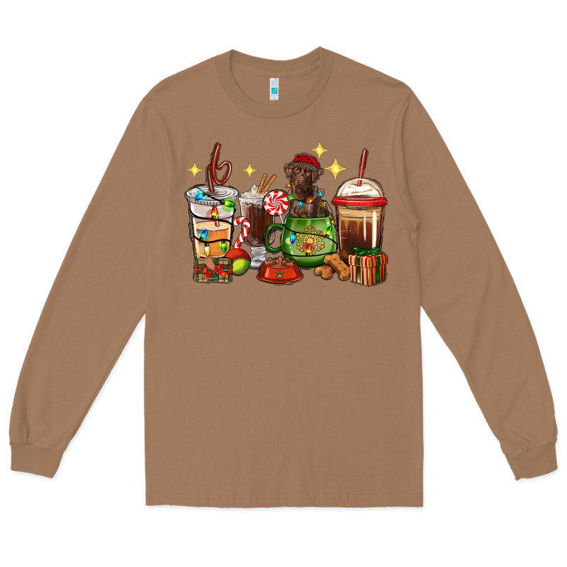 Christmas Coffee Cups With Labrador Long Sleeve Tee by RanaPortraitStore | Teevron