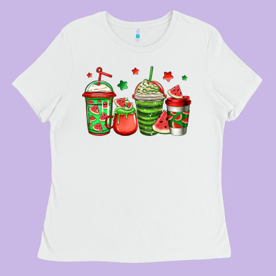 Watermelon Coffee Ladies Tee Designed By Jasminsmagicworld