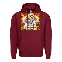 Burgundy sweet summer cute elephant Zipper Hoodie - TumblerDesignByShophia