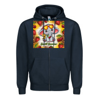 Navy sweet summer cute elephant Zipper Hoodie - TumblerDesignByShophia