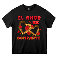 Black el amor se comparte with churros Heavy Core Tee - AdoDesignShop