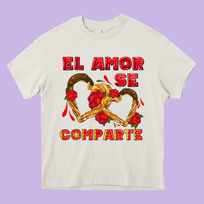 El Amor Se Comparte With Churros Heavy Core Tee Designed By Adodesignshop