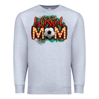Heather Grey blessed soccer mom lightbulb letters Premium Sweatshirt - OliviaCreatesArt