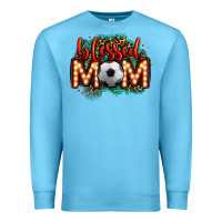 Ocean Blue blessed soccer mom lightbulb letters Premium Sweatshirt - OliviaCreatesArt