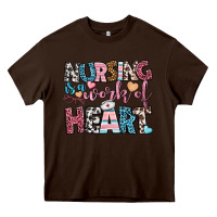 Chocolate Brown nursing is a work of heart Heavy Core Tee - BundleAndBundleShop