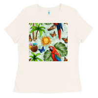 Bone parrot in the sun seamless pattern Ladies Tee - BundleAndBundleShop