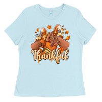 Baby Blue Thankful black girl sneakers Ladies Tee - RanaPortraitStore