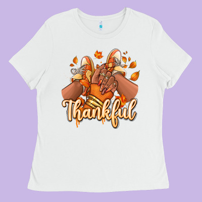 Thankful Black Girl Sneakers Ladies Tee Designed By Ranaportraitstore
