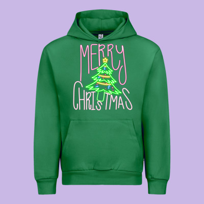 Merry Neon Christmas Urban Hoodie Designed By Cowhidedigitalart