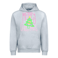 Heather Grey Merry Neon Christmas Urban Hoodie - CowhideDigitalArt