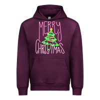 Mauve Wine Merry Neon Christmas Urban Hoodie - CowhideDigitalArt