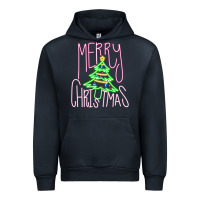 Navy Merry Neon Christmas Urban Hoodie - CowhideDigitalArt