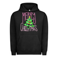 Pigment Black Merry Neon Christmas Urban Hoodie - CowhideDigitalArt