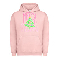 Pigment Salmon Merry Neon Christmas Urban Hoodie - CowhideDigitalArt