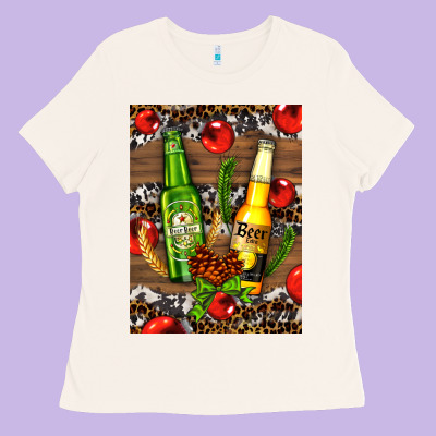 Beer Bottles With Wheat And Barley Ladies Tee Designed By Adodesignshop