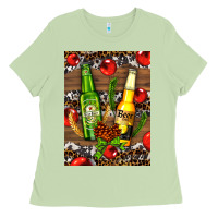 Matcha beer bottles with wheat and barley Ladies Tee - AdoDesignShop