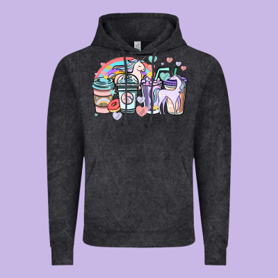 Unicorn Coffee Cups Vintage Hoodie Designed By Nancycooperartshop