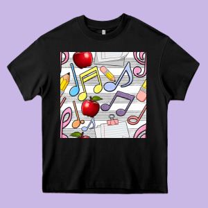 Music Class Seamless Pattern Heavy Core Tee Designed By Bundleandbundleshop