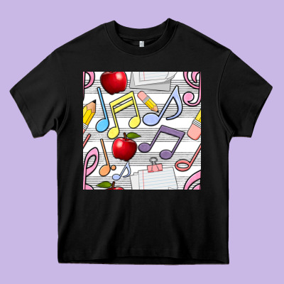 Music Class Seamless Pattern Heavy Core Tee Designed By Bundleandbundleshop