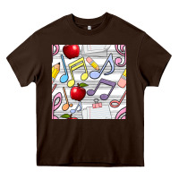 Chocolate Brown music class seamless pattern Heavy Core Tee - BundleAndBundleShop