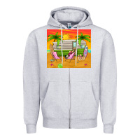 Heather Grey summer caravan Zipper Hoodie - TumblerDesignByShophia