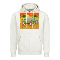 Oatmeal Heather summer caravan Zipper Hoodie - TumblerDesignByShophia