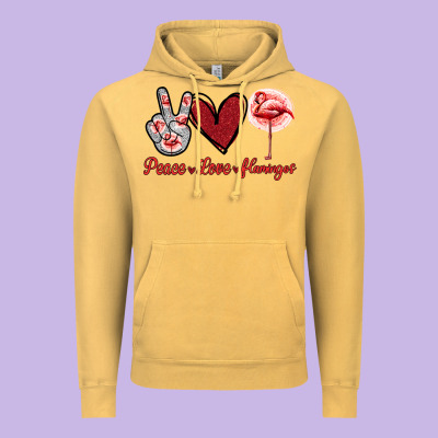 Peace Love Flamingo Vintage Hoodie Designed By Jasminsmagicworld