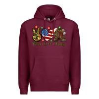 Burgundy Peace Love Army Christmas 4th of july Premium Hoodie - HowdyJamesFarm