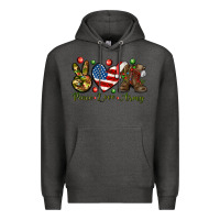 Charcoal Heather Peace Love Army Christmas 4th of july Premium Hoodie - HowdyJamesFarm