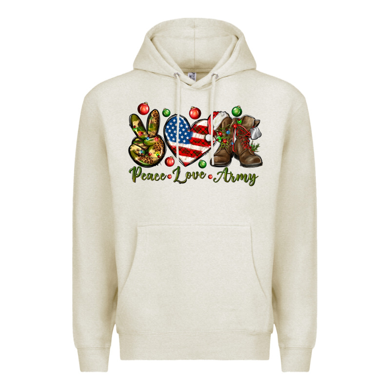 Peace Love Army Christmas 4th Of July Premium Hoodie by HowdyJamesFarm | Teevron
