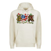 Oatmeal Heather Peace Love Army Christmas 4th of july Premium Hoodie - HowdyJamesFarm